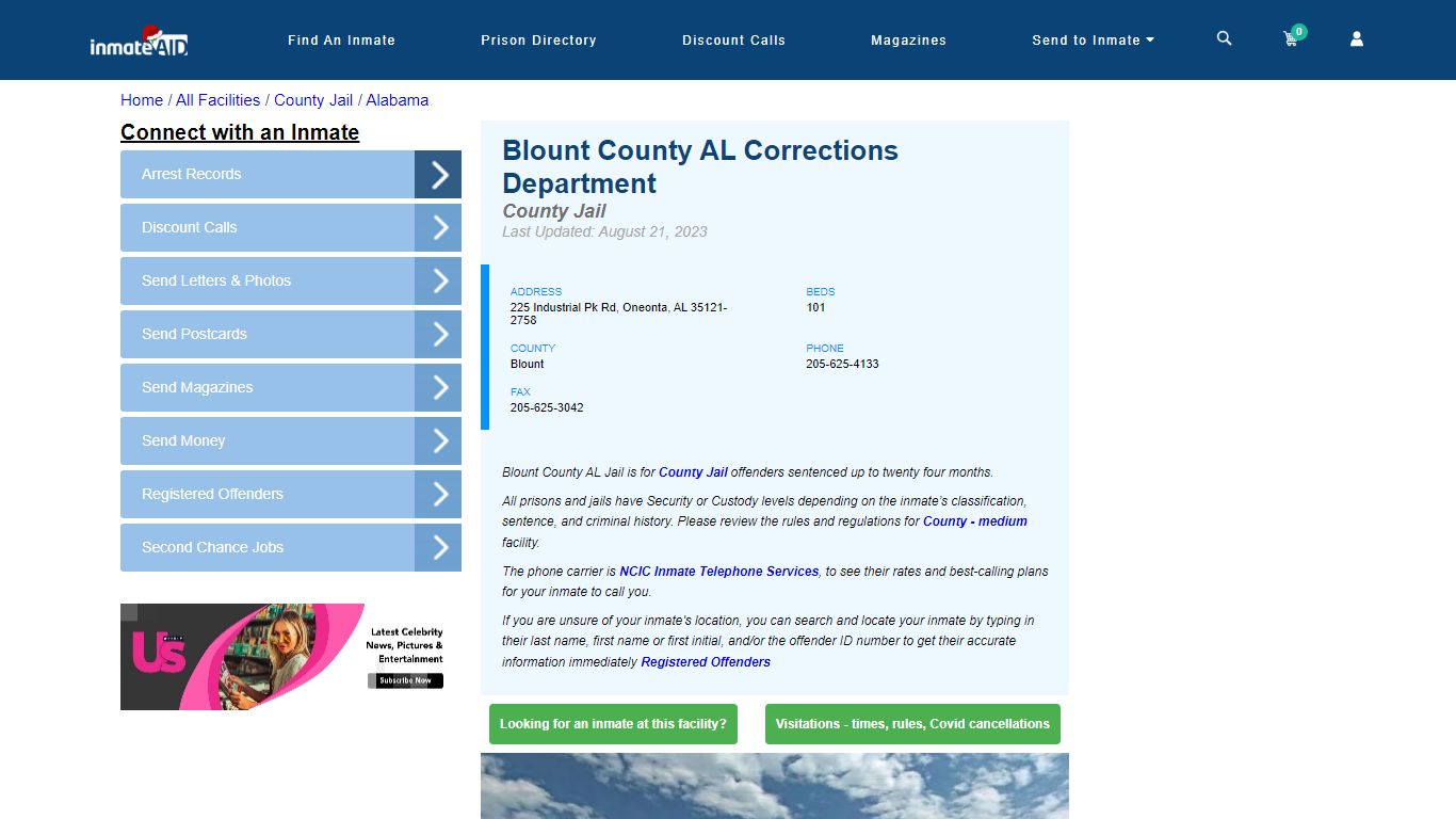 Blount County AL Corrections Department - Inmate Locator - Oneonta, AL